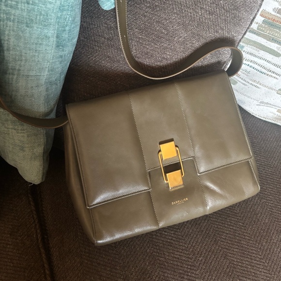 DeMellier Olive Green Leather Crossbody with Gold Hardware - Picture 2 of 8